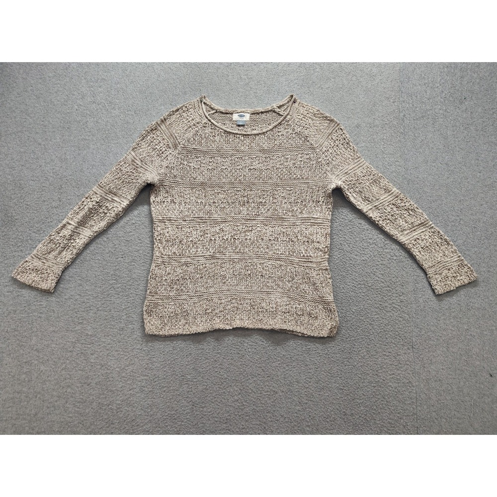 Old Navy Women Sweater M Beige Open Knit Raglan Sleeve Pullover Casual Warmer
